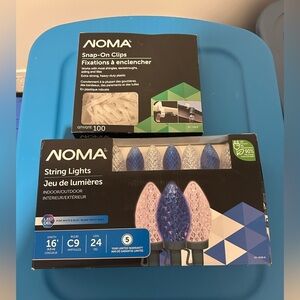 NOMA Blue and White String Lights & Snap on Clips